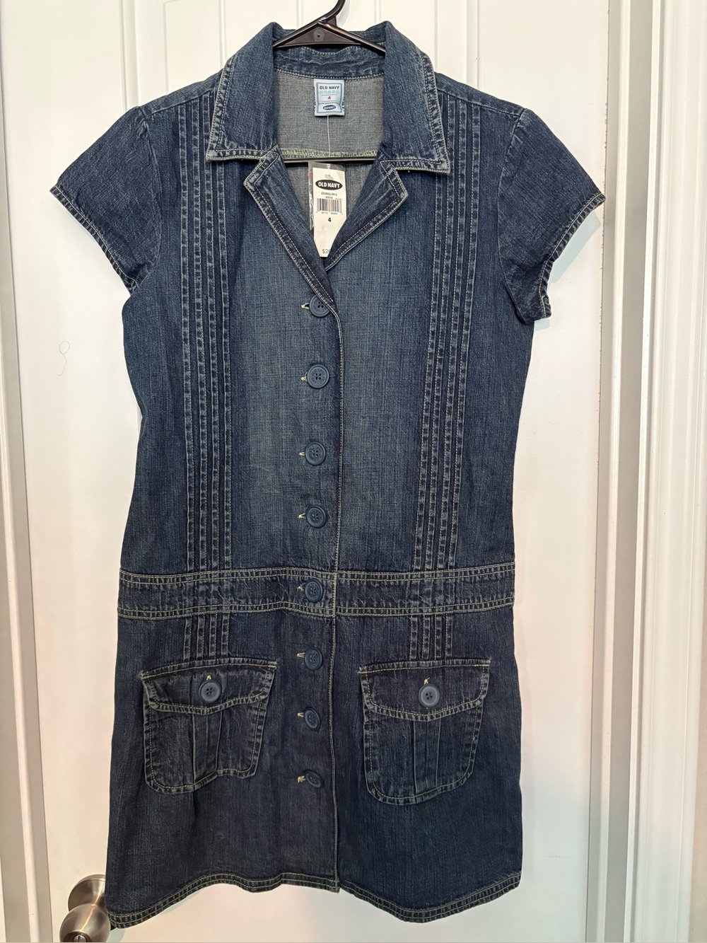 Old Navy Dark Blue Denim Button-Front Short Sleeve Dress